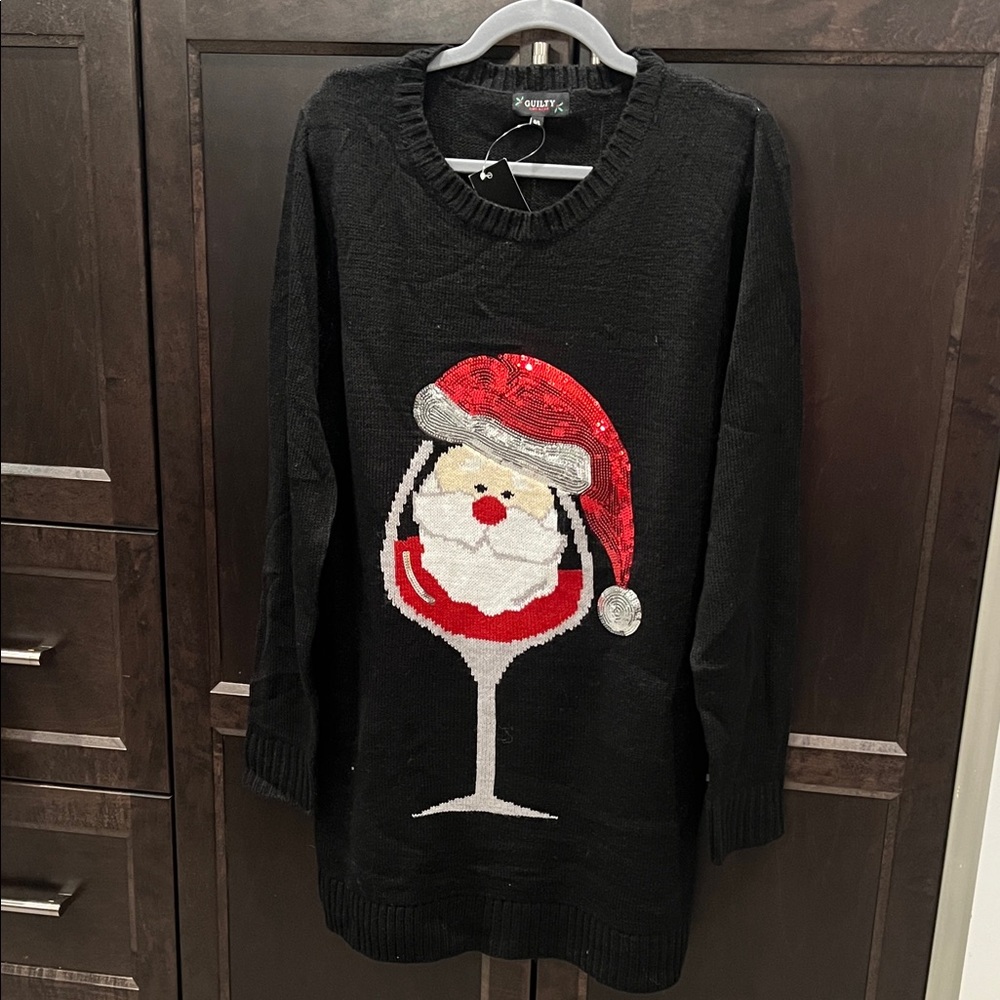 Ugly Christmas sweater Black Christmas Sweater with Santa Design